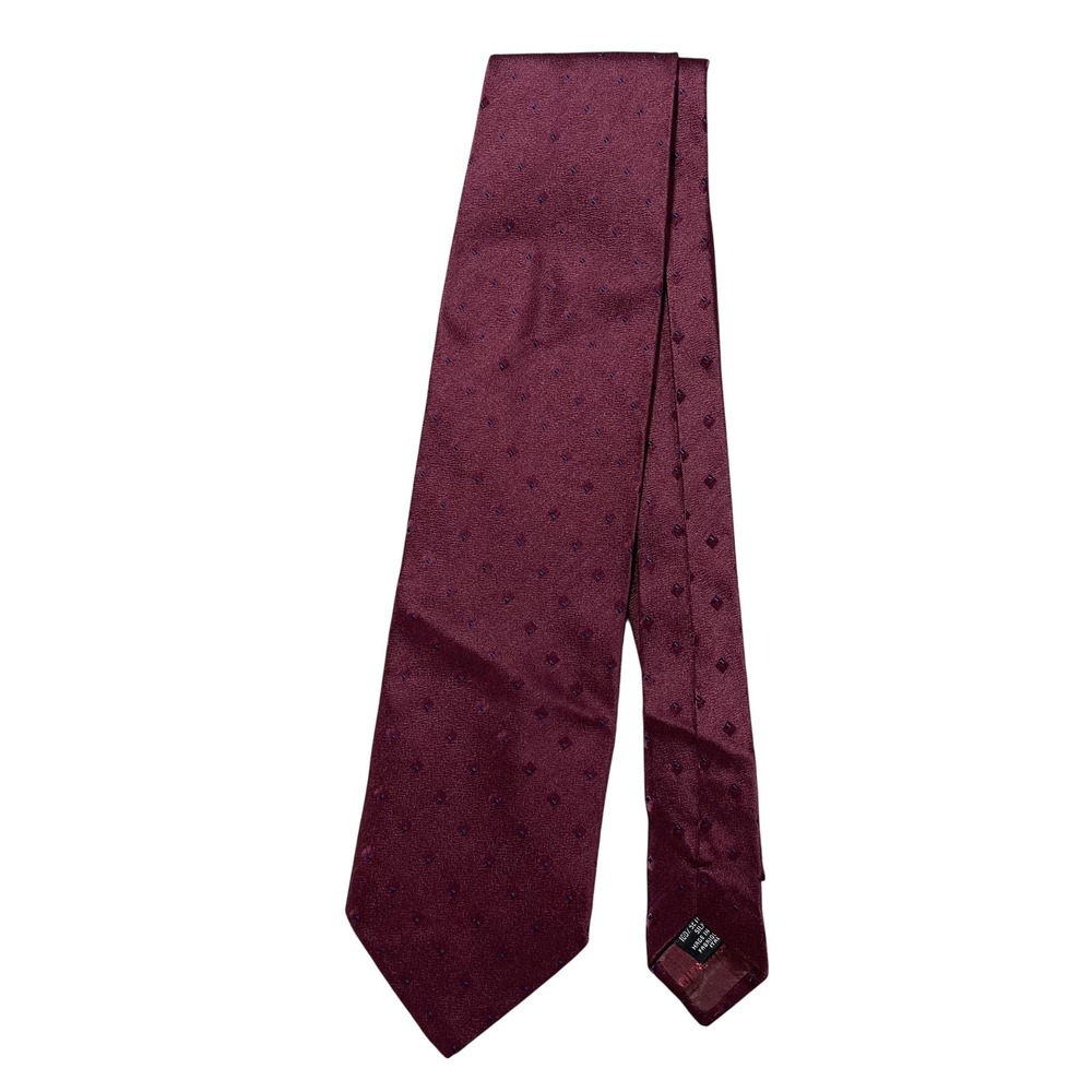 Giorgio Armani Tie Mens One Size Red Geometric Classic Jacquard Silk Necktie